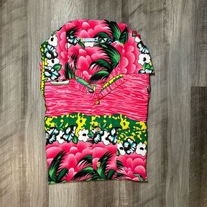 Laos Hawaiian Silky Short Sleeve Button Down - Small